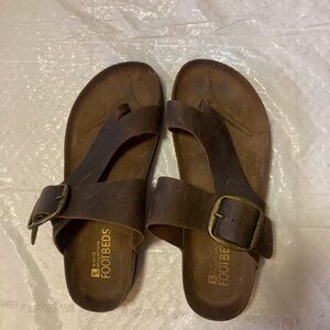 White Mountain Brown Leather Footbed Sandals